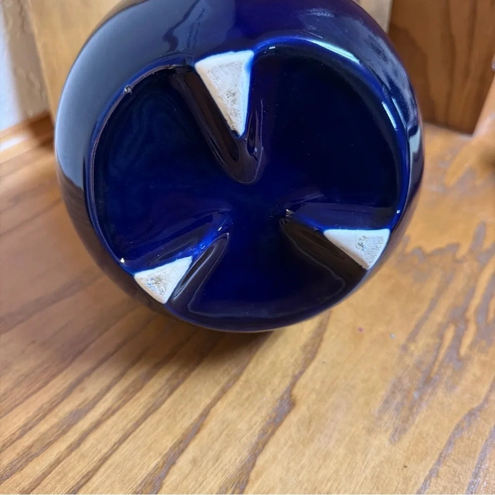 Elegant Blue Ceramic Vase 9 inches Tall.